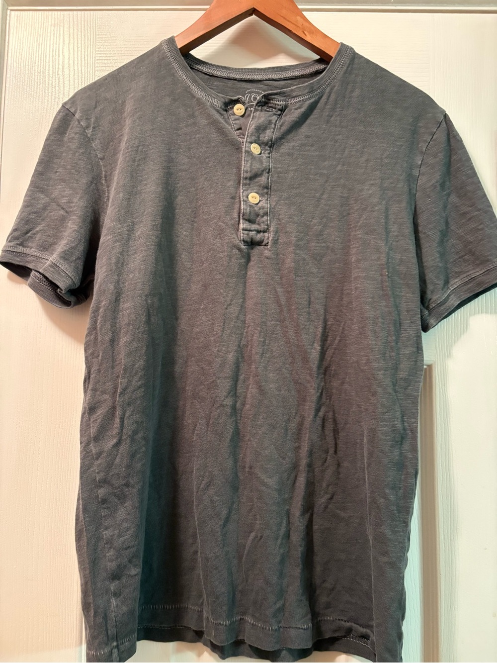 J. Crew Short-Sleeve Henley in Charcoal